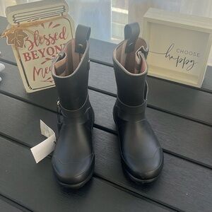 Burberry Size 27 Black Buckle Rain Boots